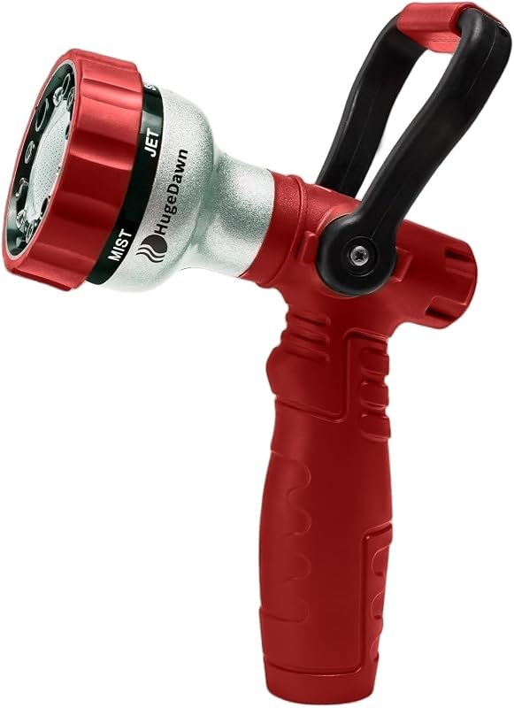 HugeDawn Garden Hose Nozzle, 6 Spray Patterns Heavy Duty Metal Water Nozzle with High Pressure for Watering, Cleaning