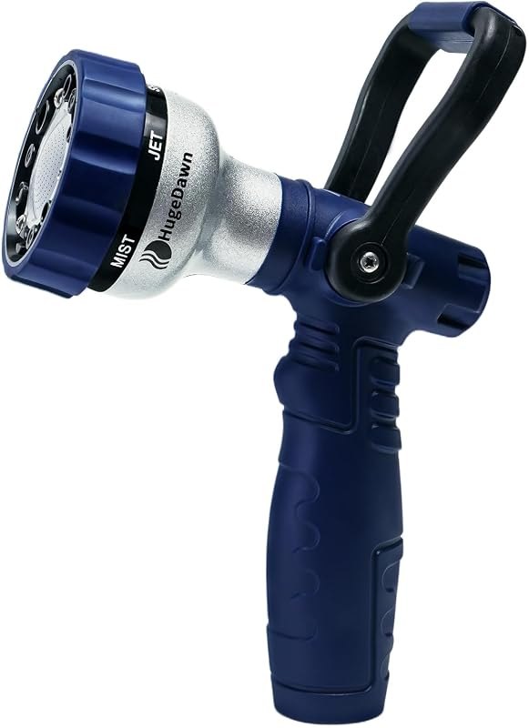 HugeDawn Garden Hose Nozzle, 6 Spray Patterns Heavy Duty Metal Water Nozzle with High Pressure for Watering, Cleaning