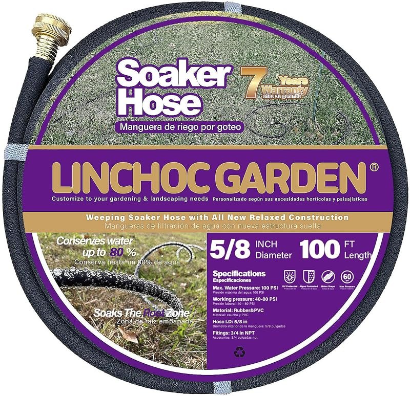 5/8 Inch 100FT Soaker Hose - High Flow Flexible Design for Expansive Landscapes