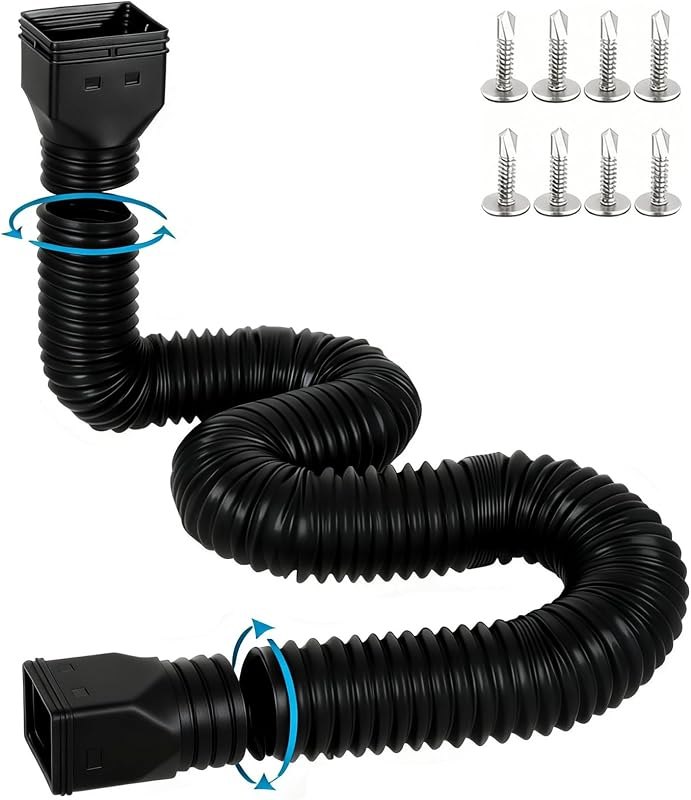 16.5ft Long Gutter Downspout Extensions for Rainwater Drainage, 4” Diameter Thickened Flexible Downspout Extender