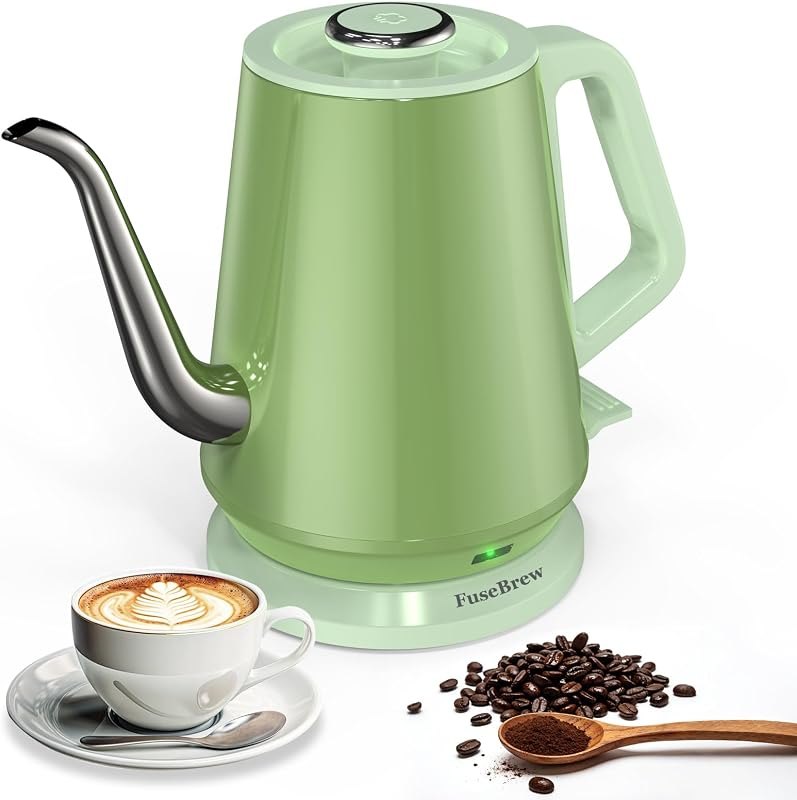 Gooseneck Electric Kettle 0.8L, 1200W Fast Boiling Stainless Steel — gooseneck for best home coffee maker travel compact