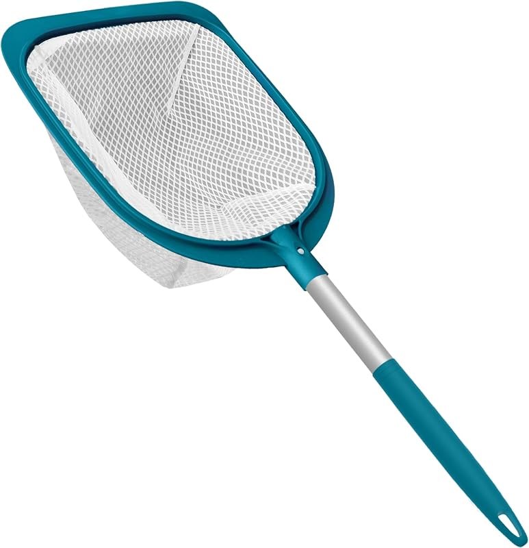 POOLWHALE Hot Tub and Spa Leaf Skimmer Net, Ultra Fine Mesh Bag with Aluminum Pole - Handheld Pool Net for Small Above