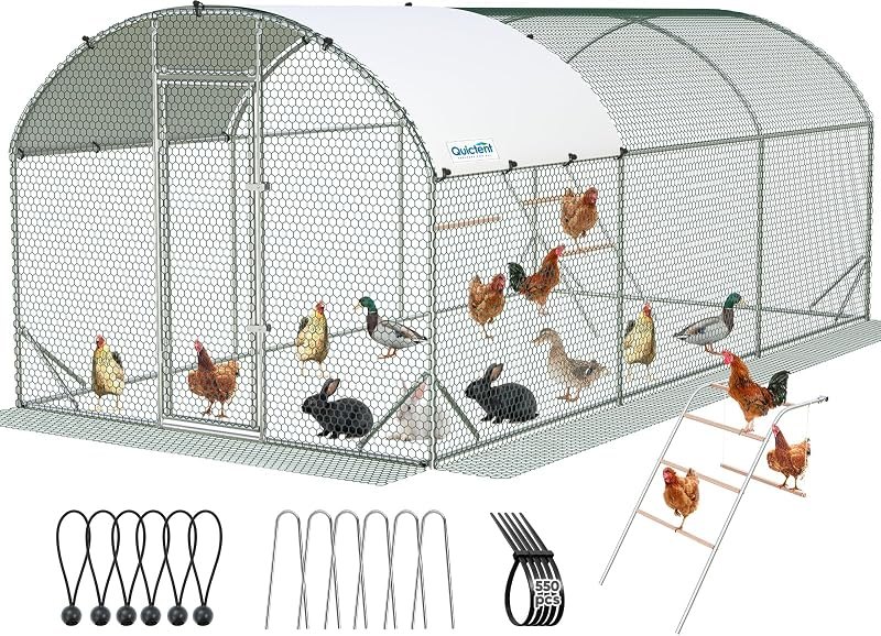 Quictent Essential Series 18x9ft Metal Chicken Coop Run w/Climbing Ladder