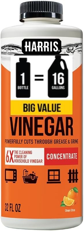 HARRIS 30% Extra Strength Concentrated Vinegar, 32 Fl Oz Bottle — vinegar descaler for clr cleaner under 30 budget