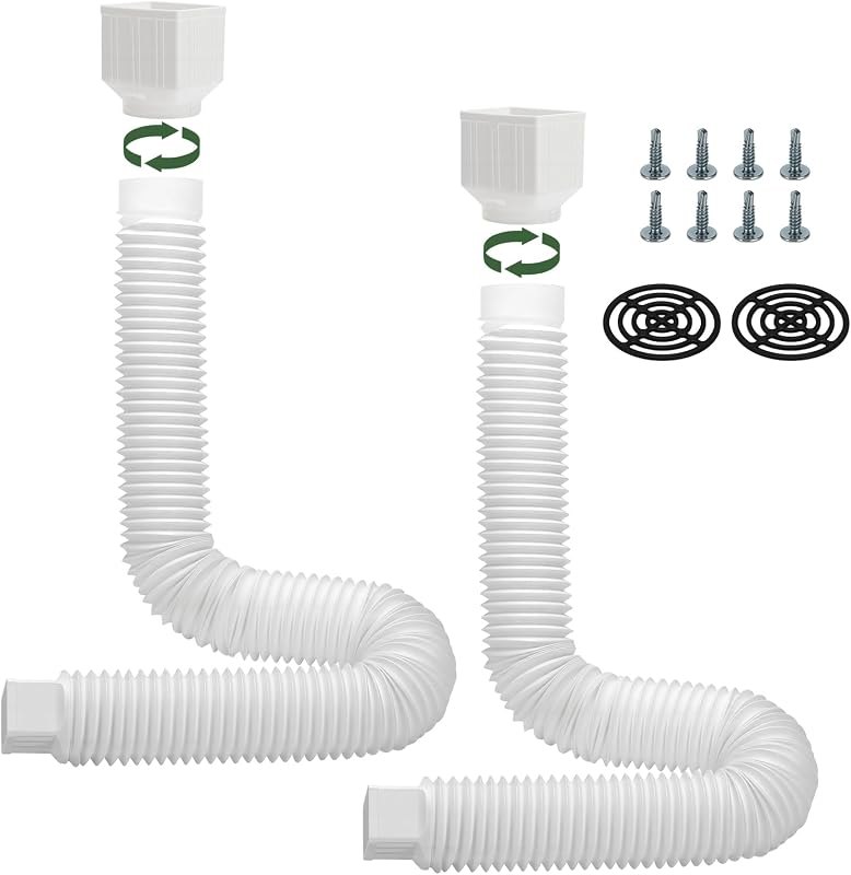 2Pack Rain Gutter Downspout Extensions Flexible, Extendable from 15" to 64" — downspout extender no leak for downspout