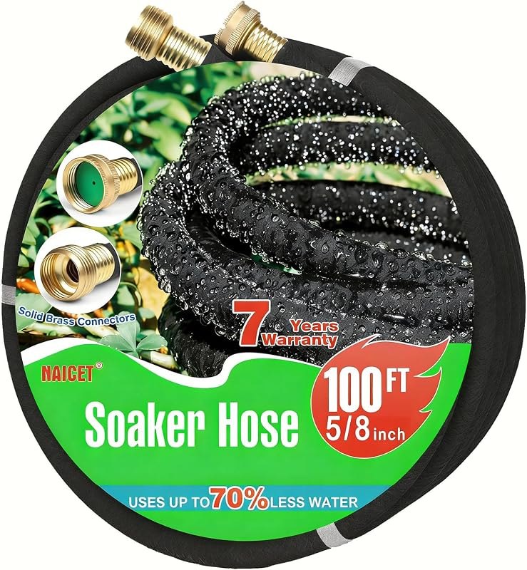 5/8" 100FT Round Soaker Hose for Garden Lawn Vegetable Tree Watering — best soaker hose for soaker hose durable heavy