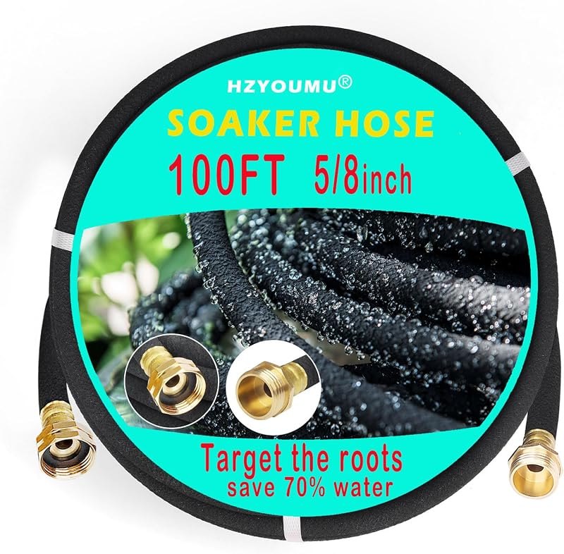 5/8 Inch 100 FT Soaker Hose for Garden, Lawn Irrigation — soaker hose amazon for soaker hose durable heavy duty