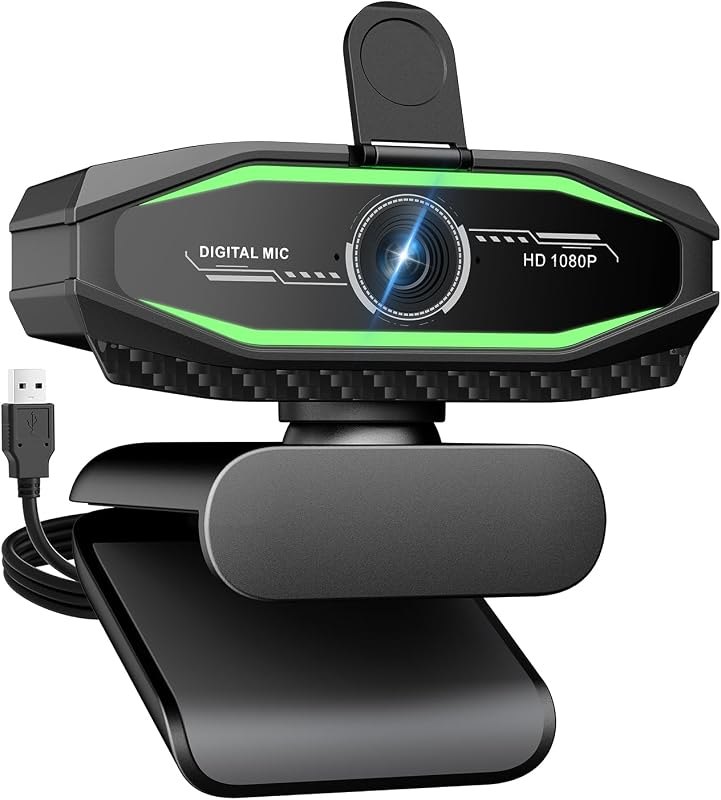 1080P HD Webcam, USB Plug & Play Computer Camera, Auto Low-Light Streaming Camera, RGB Status Light Web cam