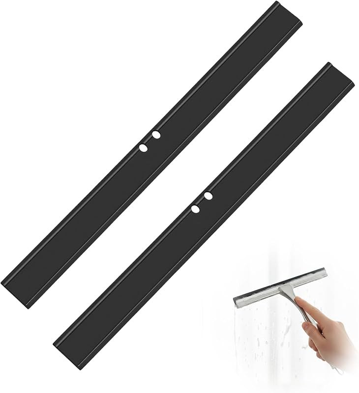 2 PCS Rubber Squeegee Replacement Blades, Black Squeegee Replacement Rubber 10 Inch Standard Shower Glass Doors