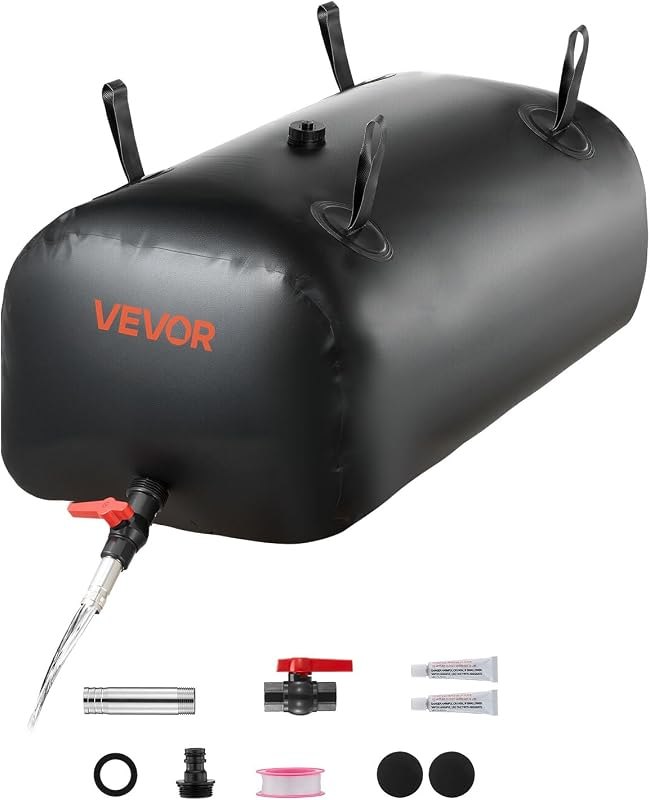 VEVOR Water Storage Bladder, 30 Gal Collapsible Water Storage Bag, Wear-Resistant 1000D PVC Soft Waters Bag, Leakproof