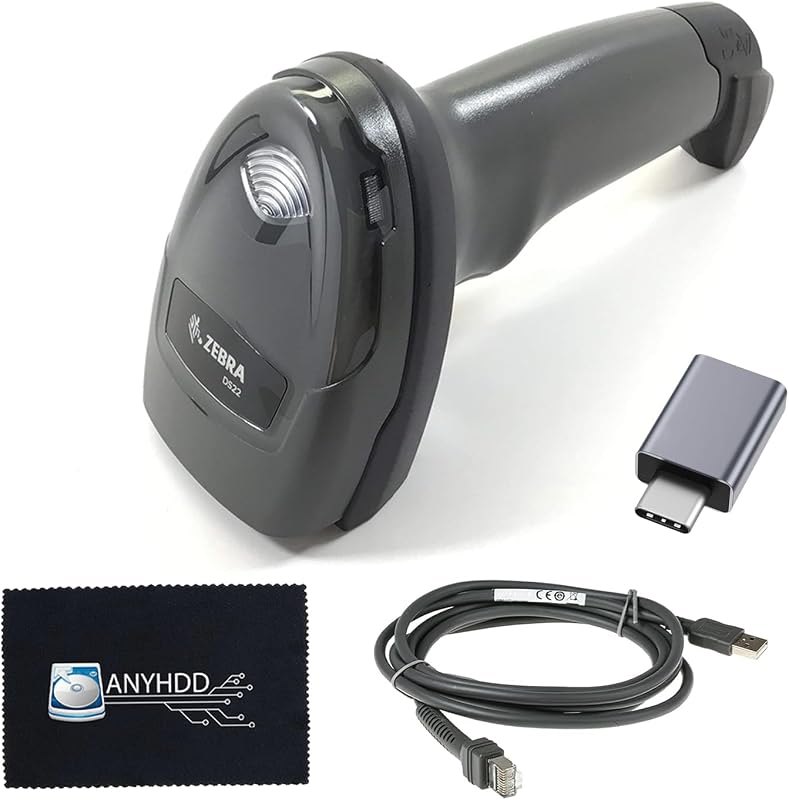 DS2208-SR Handheld 2D Barcode Scanner Kit with USB Cable, USB-A to USB-C Adapter & Cleaning Cloth — Maintenance tools