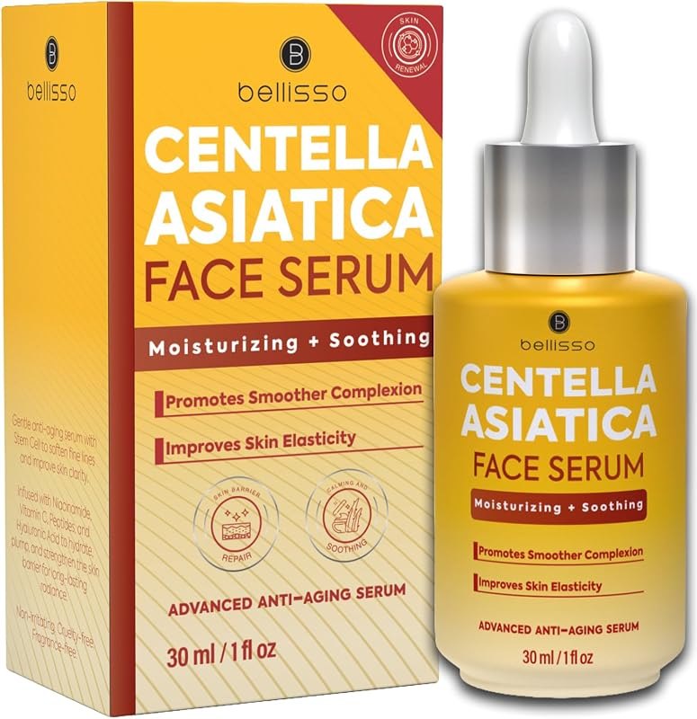 Centella Asiatica Face Serum - Anti Aging Peptides, Hyaluronic Acid - Hydrating, Moisturizing, Barrier Repair to