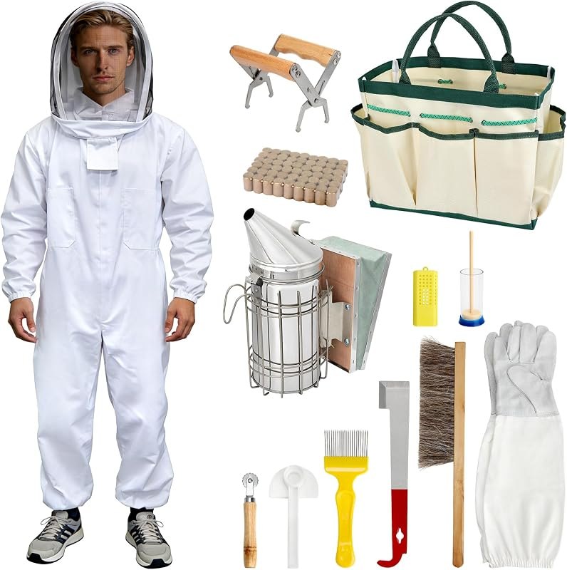 Blisstime 13pcs Bee Hives Starter Kit Beekeeping Supplies with Bee Suit, Bee Supplies and Equipment with Bee Smoker