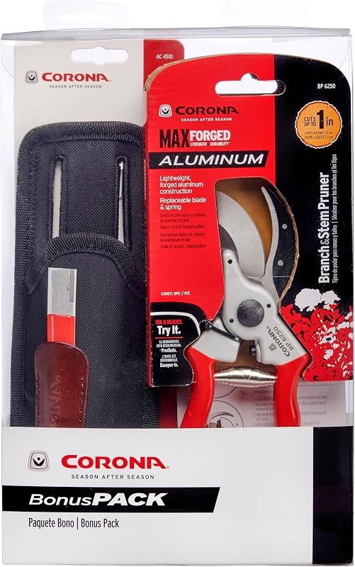 Corona Tools SP 6250 Aluminum Bypass Pruner Kit With Universal Tool Pouch and Carbide Sharpening Tool — bypass pruners
