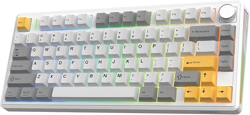 EPOMAKER TH80 V2 75% Wireless Mechanical Keyboard with Metal Knob, 8000mAh — budget for best quiet mechanical keyboard