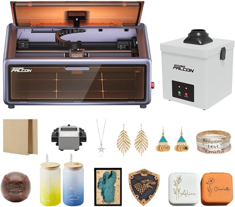 Creality Falcon A1 10W Laser Engraver Bundle with Desktop Smoke Purifier — exhaust for best beginner laser engraver