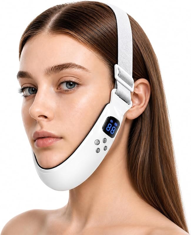Electric Double Chin Device & V-Face Machine with 6 Modes and 12 Gear Adjustable Intensities - for Jawline Improve and