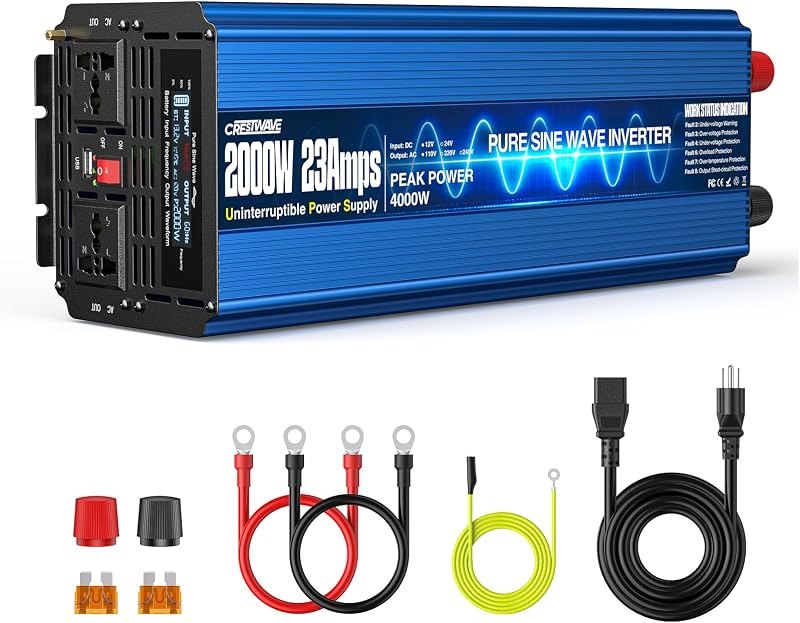 2000W Sump Pump Battery Backup System, UPS Inverter with LCD Screen — sump pump backup kit for sump pump backup