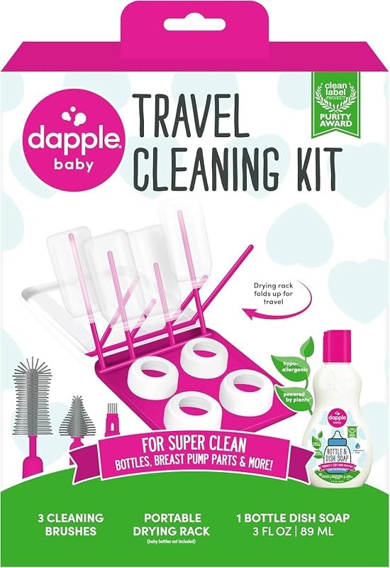 Dapple Baby Travel Cleaning Kit - 5 Piece - Bottle & Dish Soap Cleaner — Monitors, bottles, and kid gear with for
