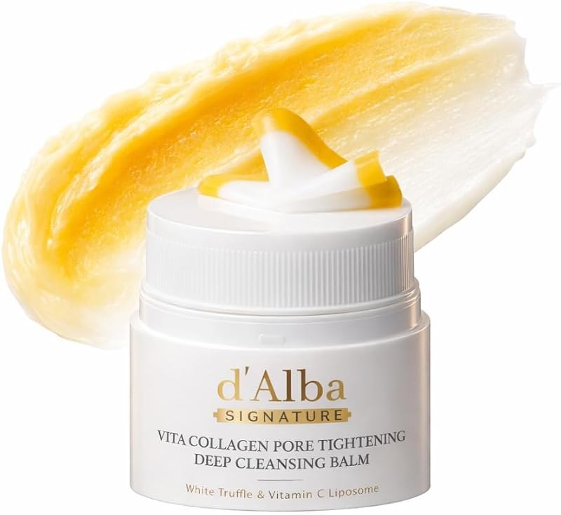d'alba Piedmont Signature Vita Collagen Deep Cleansing Balm (1.69 fl oz), All-in-One Makeup Remover with Vitamin C
