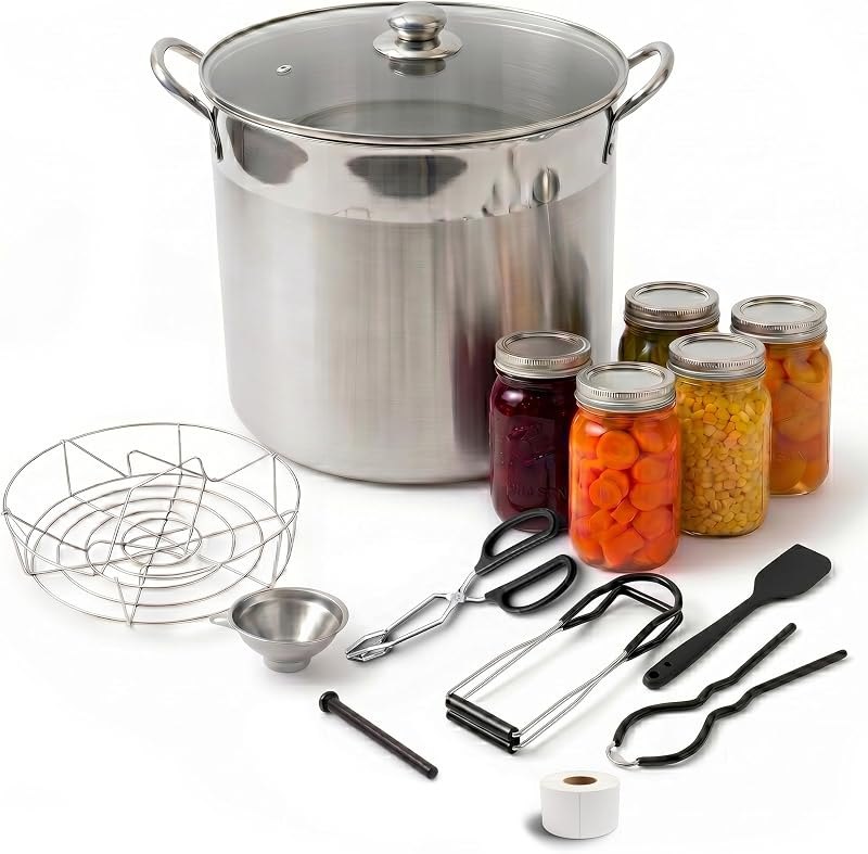 GasOne Canning Pot with Canning Supplies, Lid, Funnel, Jar Tongs, Magnetic Lid Lifter, Bottle Opener — Lids, funnels