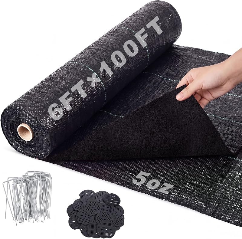 Breling 6 ft x 100 ft Geotextile Fabric Under Gravel 5 oz with 30 Stakes — best landscape fabric for landscape fabric