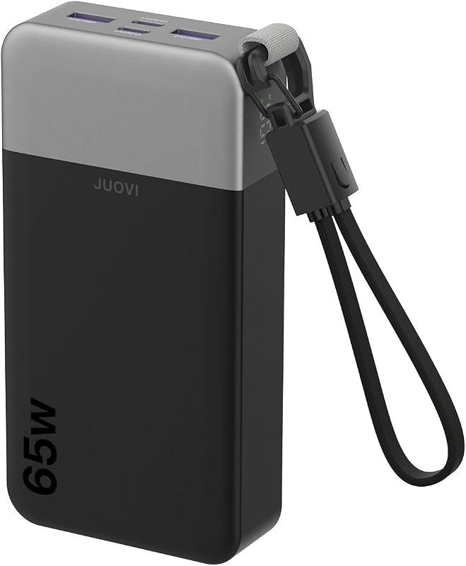 JUOVI Power Bank 65W 20000mAh Laptop Portable Charger with Detachable Cable — slim for best power bank best rated