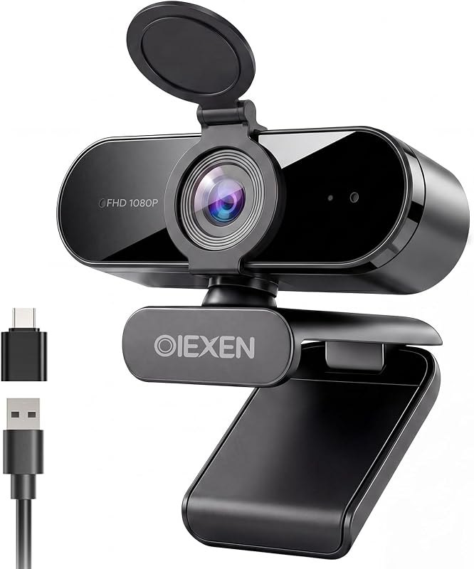 1080P Webcam with Microphone Noise Reduction Auto Exposure — privacy shutter for best webcam for zoom