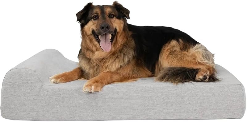 Barker Beds Large Orthopedic Dog Bed - 7" Pillow Top with Headrest - 50-70 lbs - Memory Foam for Joint Pain &