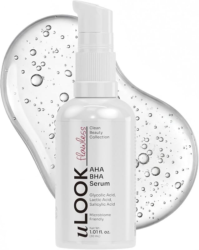 uLOOK_ AHA BHA Exfoliating Serum, Glycolic & Salicylic Acid, 1.01 fl oz — lactic acid exfoliant no leak for lactic