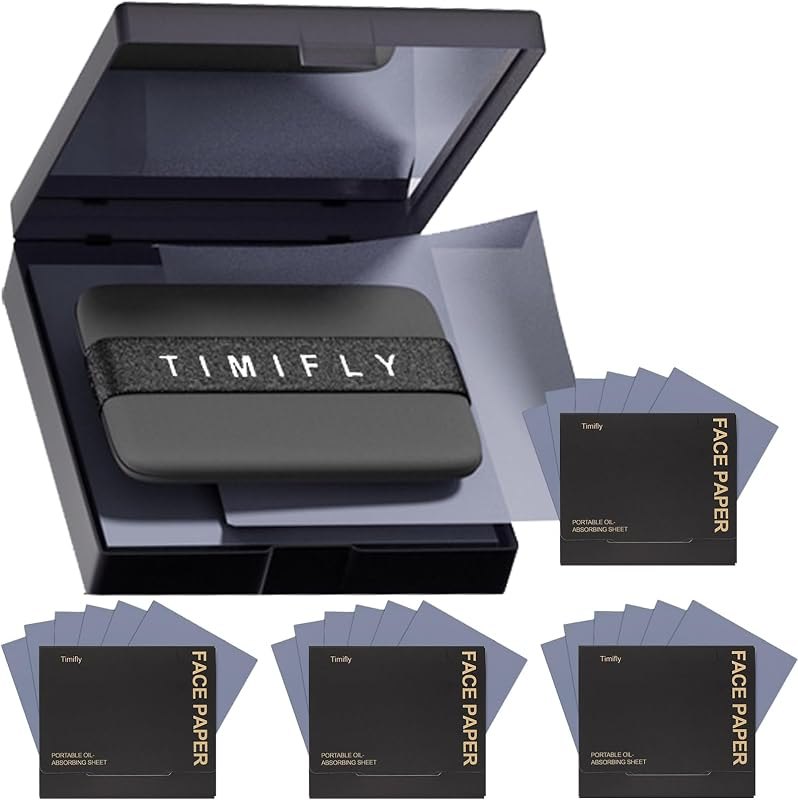 500PCS Oil blotting sheets for face,Papers with Mirror & Puff,Charcoal — oil blotting papers refill for oil blotting