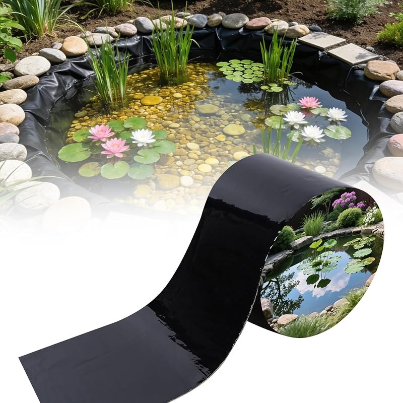 Adroiteet Pond Liner Seam Tape, 10 ft x 4 in Pond Liner Repair Kit Butyl Rubber for EPDM HDPE Outdoor Ponds Patch