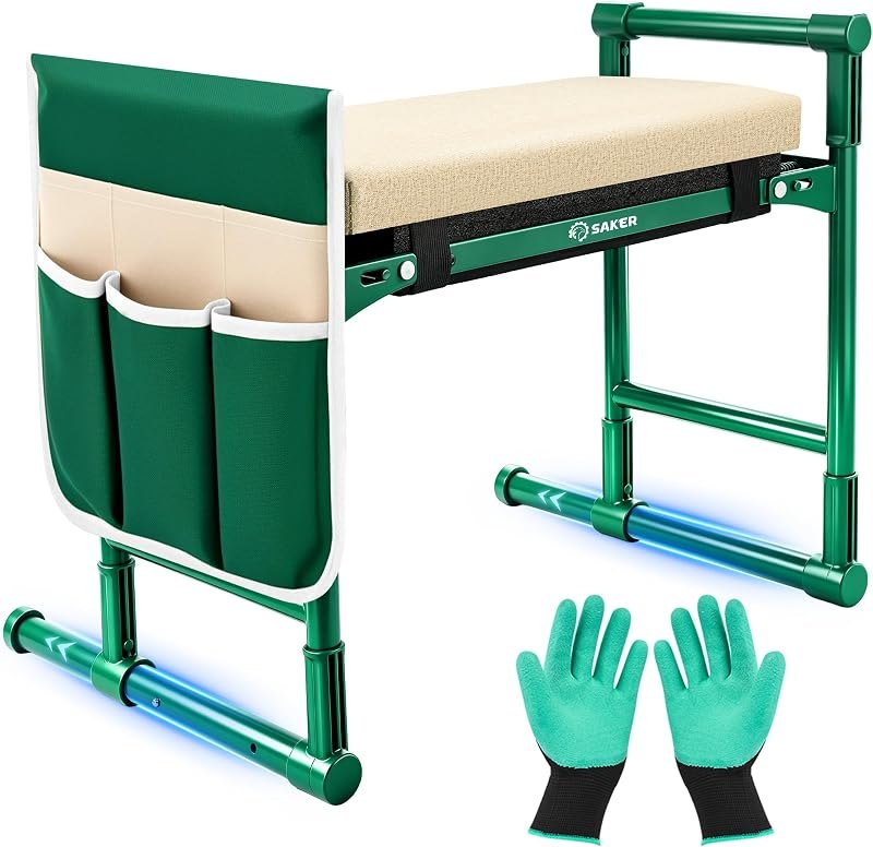 Saker 2026 Upgraded Garden Kneeler and Seat with 500LB Frame & Soft Pad — garden kneeler heavy duty for garden kneeler
