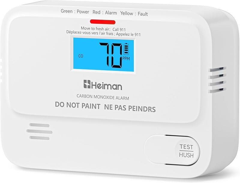 Heiman Carbon Monoxide Detectors, Low-Level Mini Digital Display CO Alarm — carbon monoxide detector replacement for