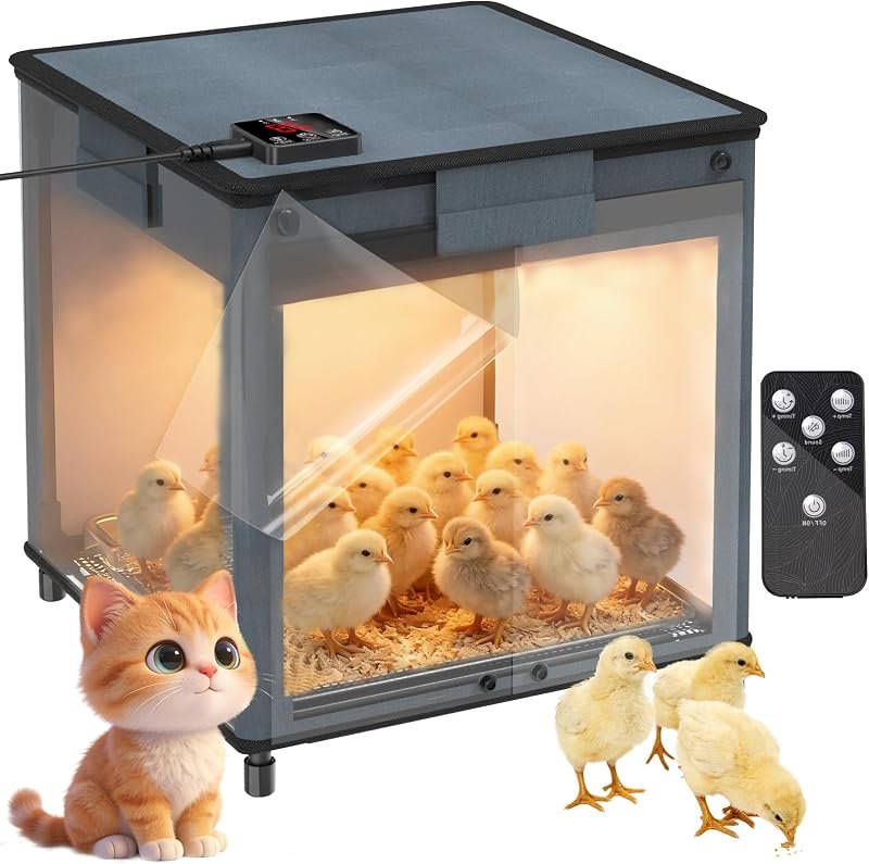 Brooder Box for Chicks, 4-in-1 Chick Starter Kit, Brooder Heating Plate with Adjustable Temp (7795) & 9H Timer, Baby