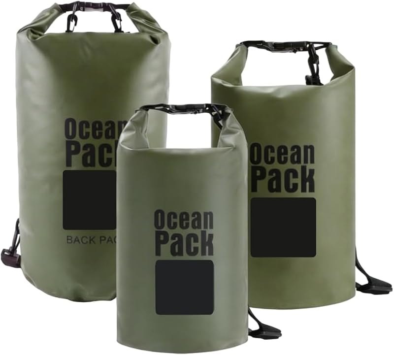 Waterproof Dry Bag Set of 3 (15L 20L 30L) - PVC Roll Top Dry Bags Waterproof - Backpack for Kayaking, Camping, Beach &