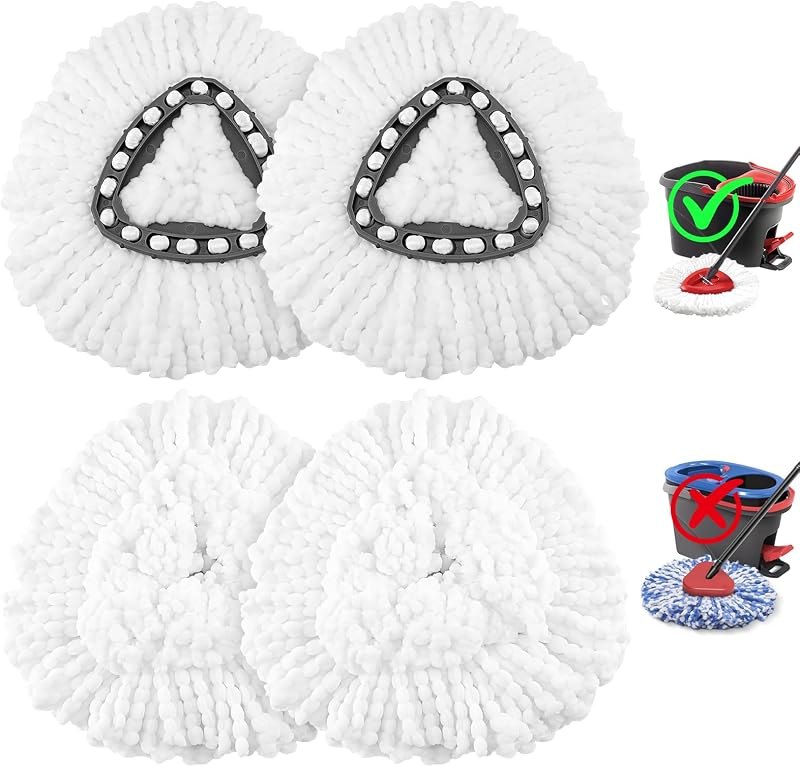 4 Pack Mop Head Replacement,Spin Mop Replacement Head for O Cedar Mop 100% Micro Fiber Mop for Cleaning Machine
