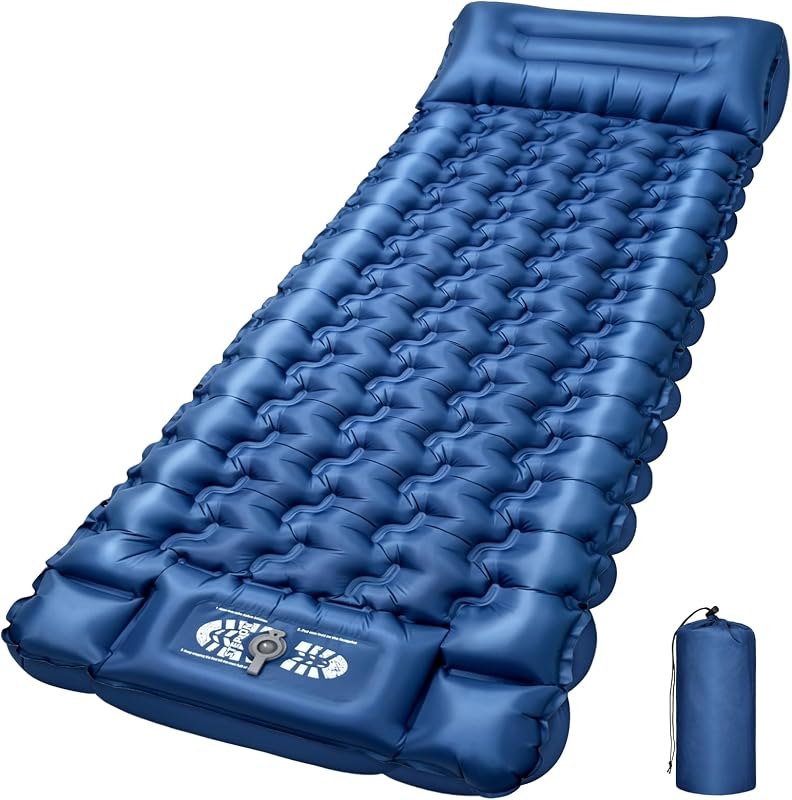 4 Inch Ultralight Sleeping Pad with Foot Pump and Pillow — inflatable for best sleeping pad camping travel compact