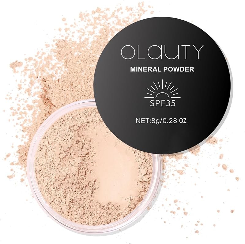 Mineral Loose Powder Foundation SPF 35,Sunscreen Face Setting Powder — Makeup and SPF that will not break y for makeup