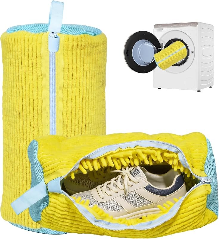 2PC Shoe Washing Machine Bag With Zipper,Heavy Duty Shoe Washing Bag,Yellow — shoe wash bag for mesh laundry bag