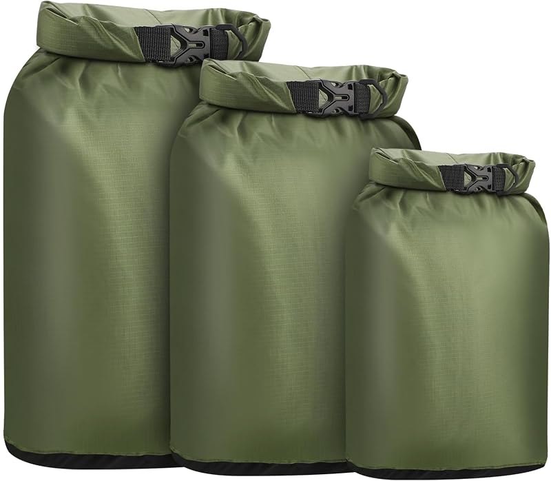 Pimoys Dry Bag Waterproof 3 Pack Lightweight Dry Sack, 6L&10L&20L Outdoor Stuff Sack, Durable Wet Dry Storage Bag for