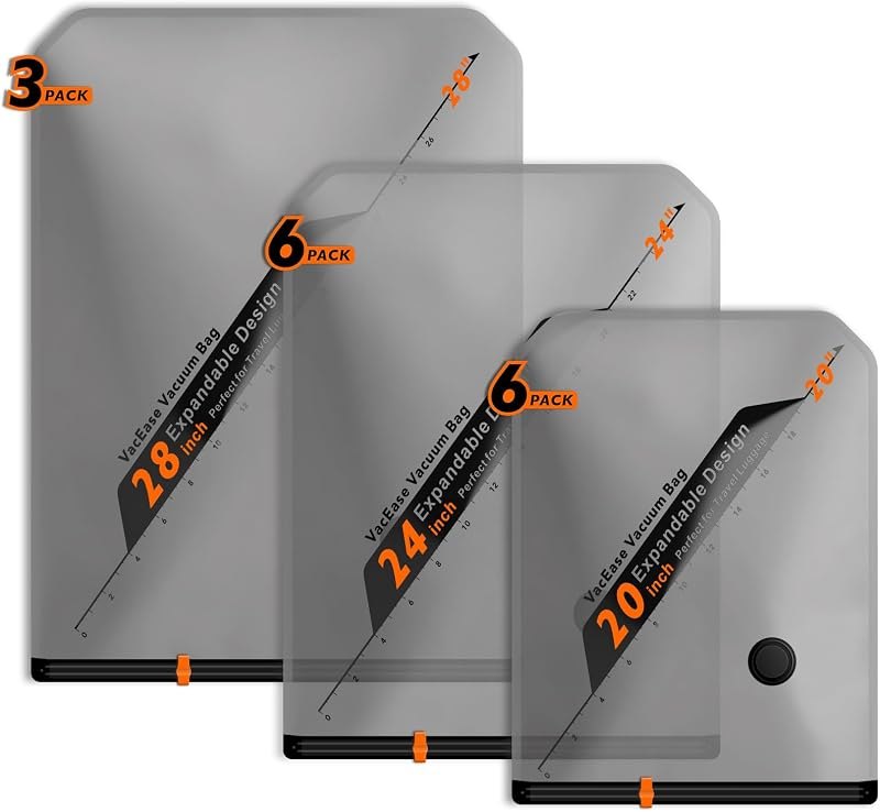 Vacbird 15 Combo Vacuum Bags for Storage - No Pump, Compact & Airtight — vacuum storage bags no leak for vacuum