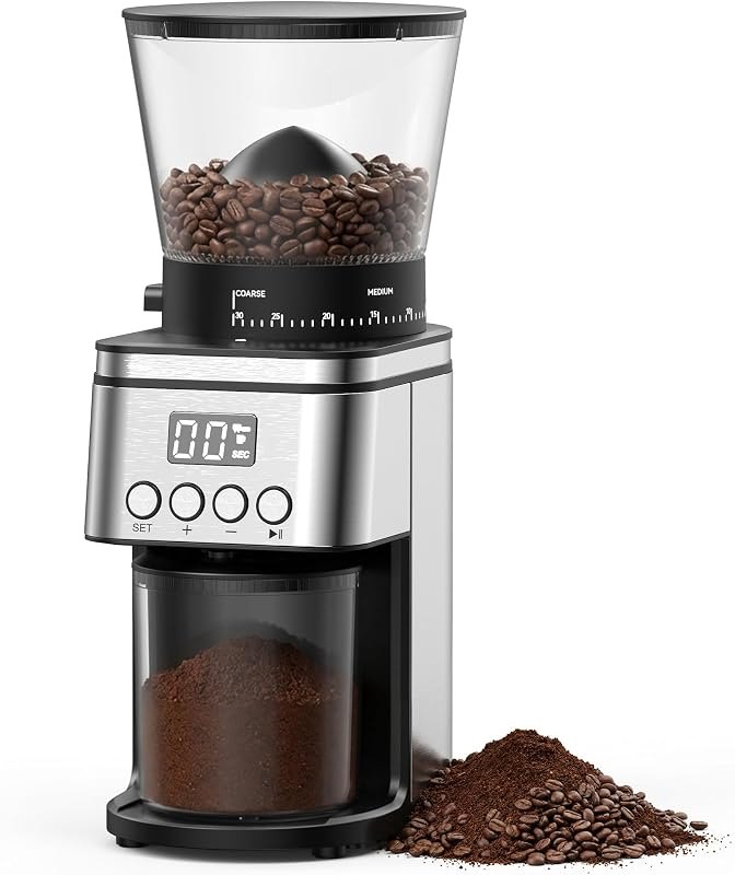 Conical Burr Coffee Grinder Electric,Stainless Steel Coffee Grinder for Home, Adjustable Burr Grinder with 30 Grind