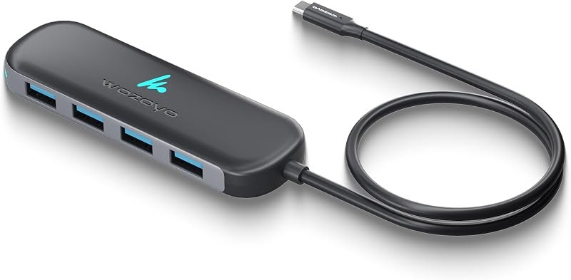Type C to 4 Port Wozoyo USB 3.2 Hub, 4XUSB 5 Gbps, Data Transfer Upto 5Gbps, Plug & Play, Multiport Type C Hub with
