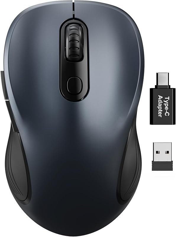 Trueque Wireless Mouse for Laptop, Ergonomic 6-Button Mouse, Space Gray — compact for best quiet wireless mouse under 40