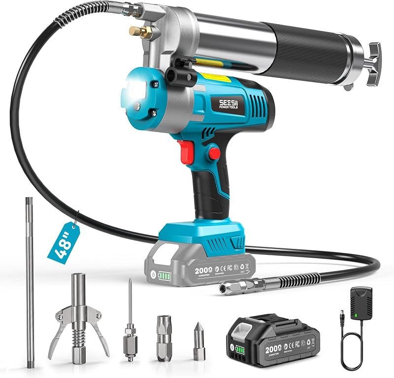 Seesii Electric Grease Gun with 5.8 oz/min High Flow Rate & Lock-On Trigger — grease-gun for grease gun under 30 budget
