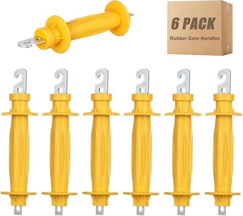 6 Pack Yellow Rubber Insulated Gate Handle Set — fence-insulators for electric fence charger durable heavy duty