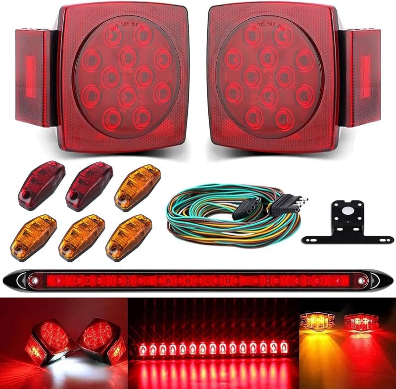 LIMICAR Trailer Light Kit with 15-LED Light Bar 6 Marker Lights — trailer-wiring-kit-kit for trailer wiring kit under