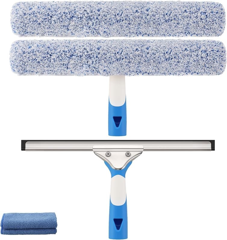 Mitclear Window Cleaning Kit 14IN Squeegee & Scrubber for Shower Glass Car — shower squeegee kit for shower squeegee