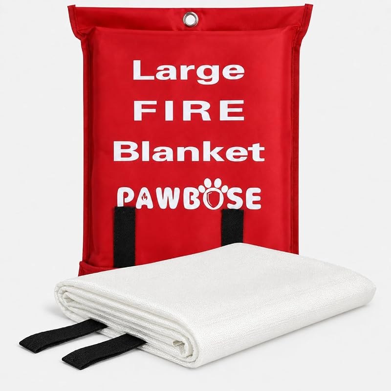 PAWBOSE Emergency Fire Blanket 6.6'×9.8' — fire blanket kitchen heavy duty for fire blanket kitchen durable heavy duty